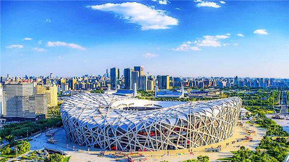 Sân vận động Tổ Chim ấn tượng giữa lòng thành phố.