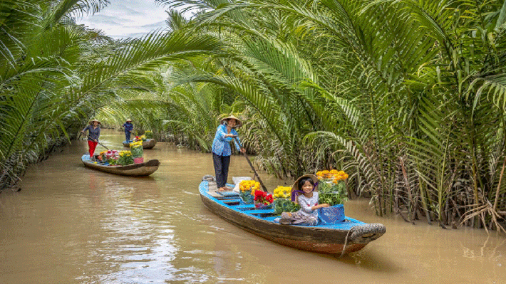 Khung cảnh thanh bình của Cù lao Tân Phong.