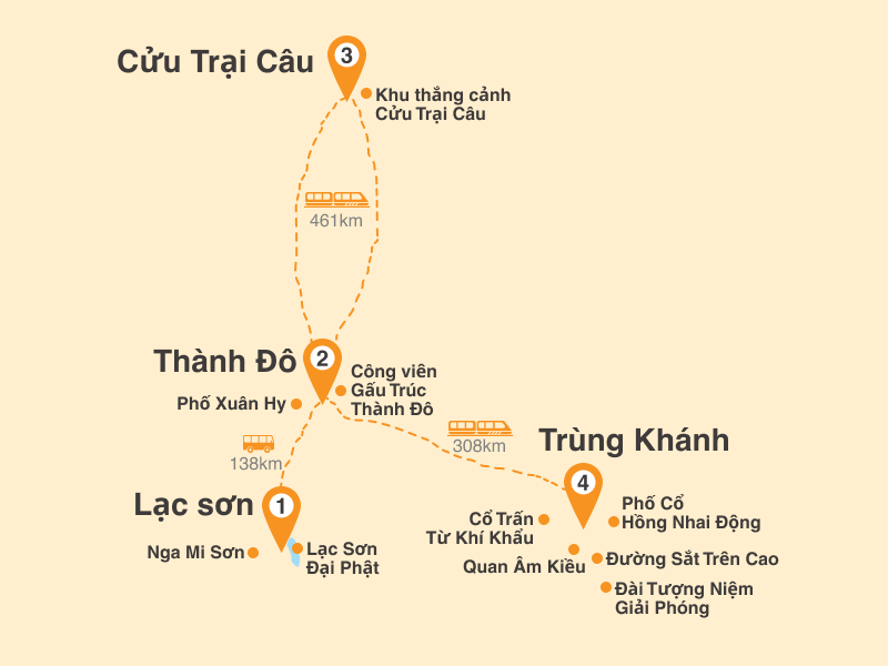 Bản đồ Tour Trung Quốc 7N7Đ: TP.HCM - Trùng Khánh - Thành Đô - Cửu Trại Câu - Nga Mi Sơn