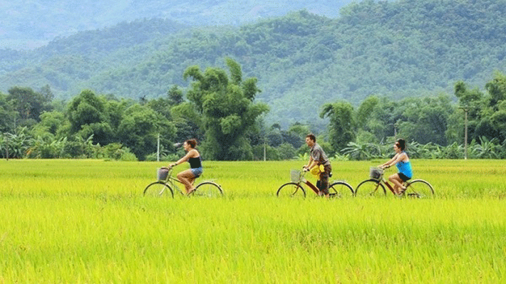 Trải nghiệ đi xe đạp tại Mai Châu.