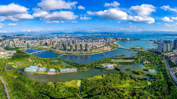 Công viên đất ngập nước vịnh Ngũ Duyên Loan tĩnh lặng giữa lòng Hạ Môn.