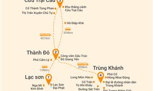 Bản đồ lịch trình Tour Trung Quốc 7N7Đ: HCM - Trùng Khánh - Thành Đô - Cửu Trại Câu - Nga Mi - Lạc Sơn