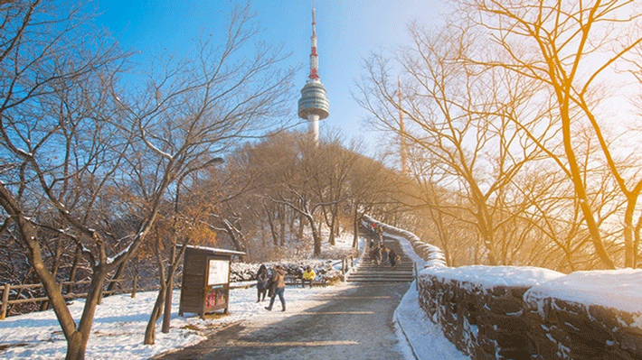 Quan cảnh dưới chân tháp Namsan.