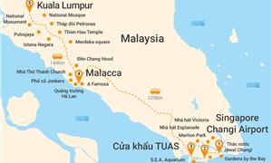 Bản đồ lịch trình Tour Singapore - Malaysia 5N4Đ: HCM - Garden By The Bay - Động Batu - Cao Nguyên Genting