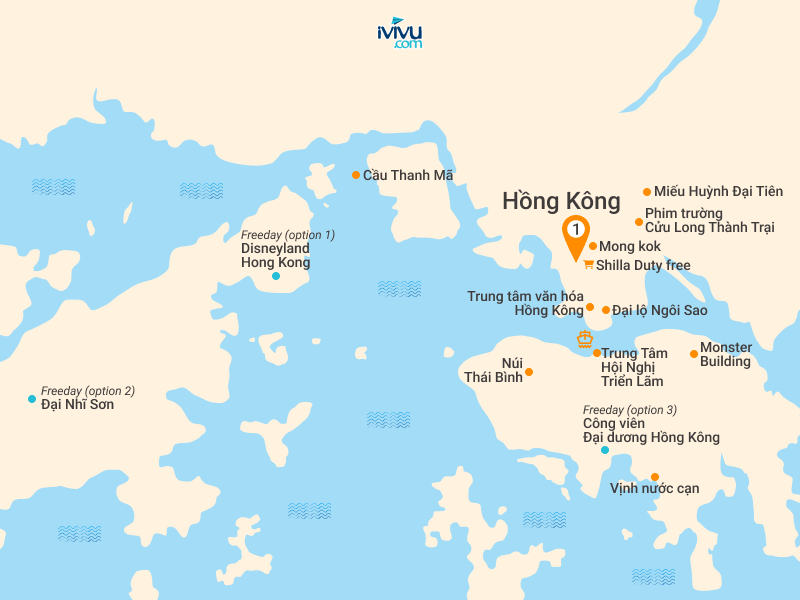 Bản đồ Tour Hồng Kông 4N3Đ: Khám Phá Xứ Cảng Thơm - Freeday