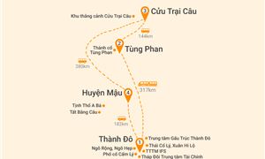 Bản đồ lịch trình Tour Trung Quốc 6N5Đ: HCM - Thành Đô - Công Viên Gấu Trúc - Cửu Trại Câu - Tất Bằng Câu - No Shopping