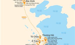 Bản đồ lịch trình Tour Trung Quốc 7N6Đ: Hà Nội - Bắc Kinh - Hàng Châu - Ô Trấn - Thượng Hải
