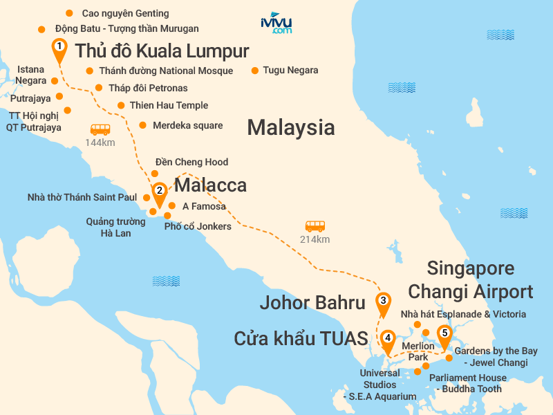 Bản đồ Tour Malaysia - Singapore 5N4Đ: Khám Phá Văn Hóa Đông Nam Á