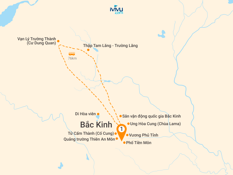 Bản đồ Tour Trung Quốc 5N4Đ: Hà Nội - Bắc Kinh - Tử Cấm Thành - Vạn Lý Trường Thành - Di Hòa Viên