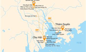 Bản đồ lịch trình Tour Trung Quốc 5N4Đ: Hà Nội - Quảng Châu - Chu Hải - Thẩm Quyến - No Shopping